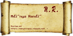 Mánya René névjegykártya